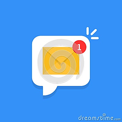 cartoon white bubble with email notice Vector Illustration