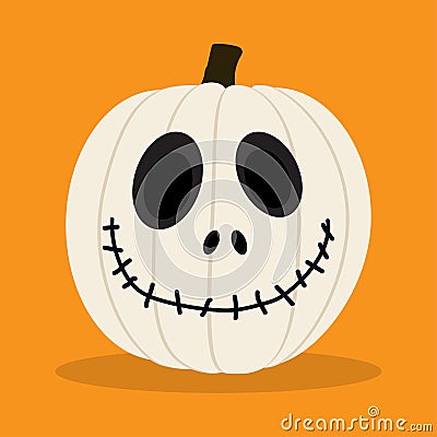 Cartoon white pumkin Vector Illustration