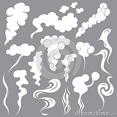 Cartoon White Smoke Fog Set. Vector Vector Illustration