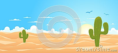 Cartoon Wide Desert Vector Illustration