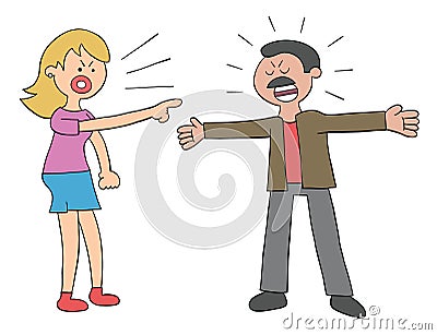 Cartoon wife and husband angry and arguing, vector illustration Vector Illustration