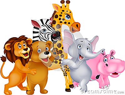 Cartoon wild animal posing Vector Illustration