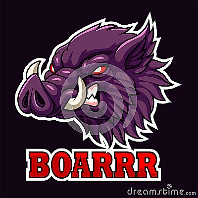 Cartoon wild boar head mascot design Vector Illustration