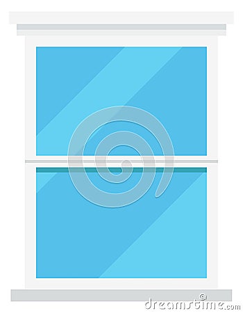 Cartoon window. Rectangular white frame. Architecture element Vector Illustration