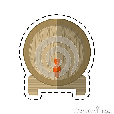 Cartoon wine barrel faucet wooden Vector Illustration