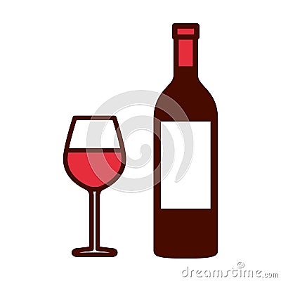 Cartoon Wine Bottle and Glass Emoji Icon Isolated Vector Illustration