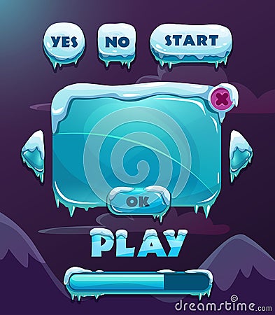 Cartoon winter game user interface Stock Photo