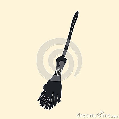 Cartoon witches broom . Vector Illustration