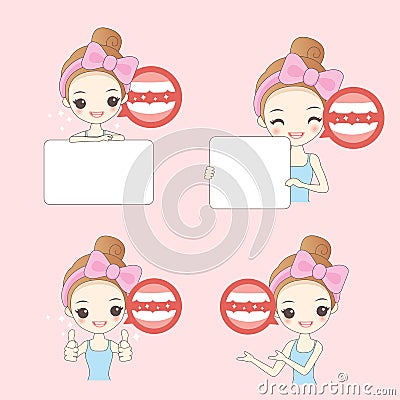 Cartoon woamn with teeth Vector Illustration