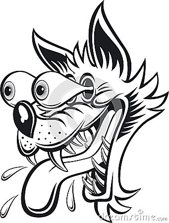 Cartoon wolf with eyes popping out Vector Illustration