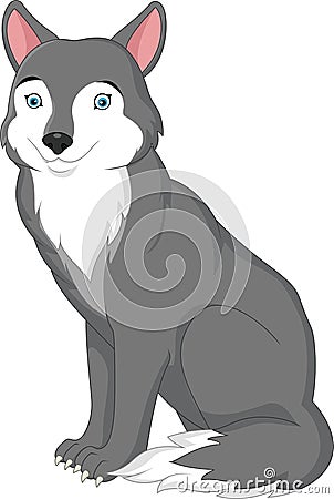 Cartoon wolf isolated on white background Vector Illustration