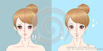 Cartoon woman asymmetry chin Stock Photo