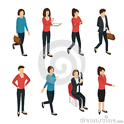 Cartoon Woman Character Various Types and Poses Set. Vector Vector Illustration