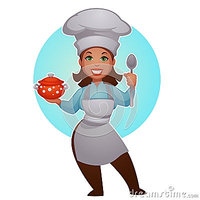 Cartoon woman chef, vector lady for your mascot Vector Illustration