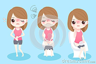 Cartoon woman with constipation Vector Illustration