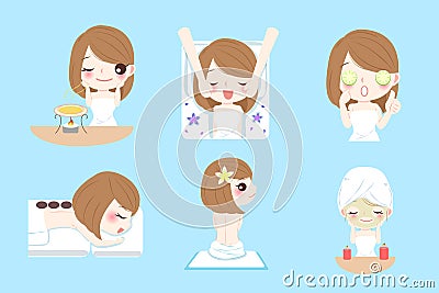 Cartoon woman do spa Vector Illustration