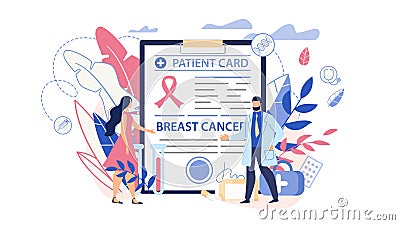 Breast Cancer Diagnose and Awareness Flat Cartoon Vector Illustration