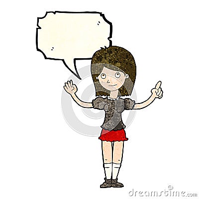 cartoon woman explaining idea with speech bubble Stock Photo