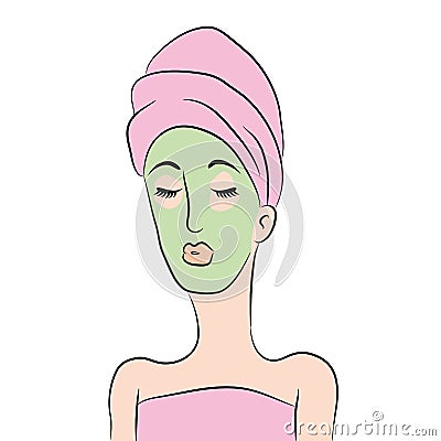 Cartoon Woman Getting Facial Treatment Stock Photo