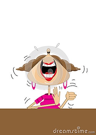 Cartoon of a woman laughing hysterically Stock Photo