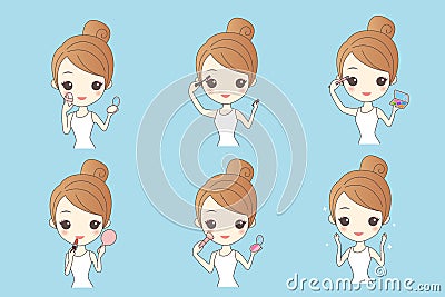 Cartoon woman make up Vector Illustration