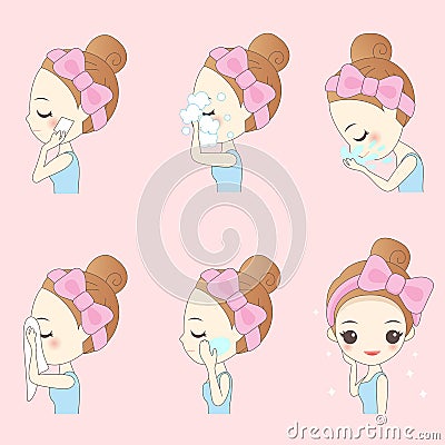 Cartoon woman make up Vector Illustration