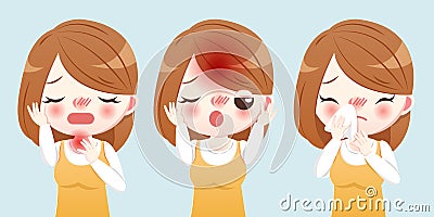 Cartoon woman sick and sneeze Stock Photo