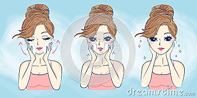 Cartoon woman skin care Vector Illustration