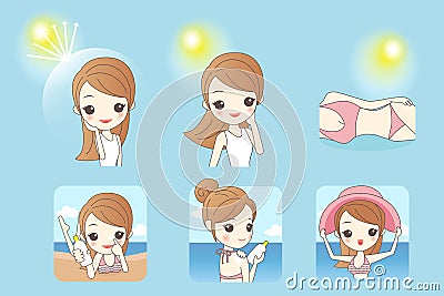 Cartoon woman with sunshine Vector Illustration