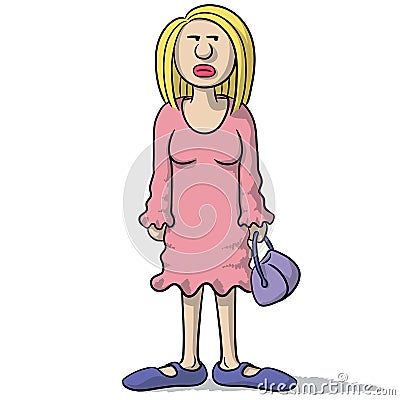 Cartoon woman with a suspicious look Vector Illustration