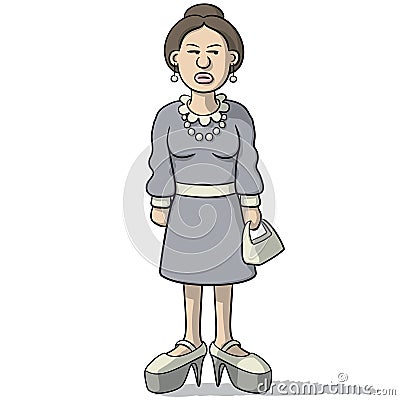 Cartoon woman with a suspicious look Vector Illustration