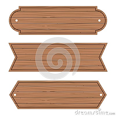 Cartoon Wood Banners Wooden planks set. Vector Vector Illustration