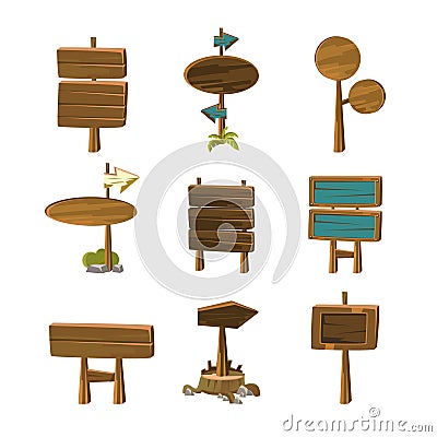 Cartoon Wood Signs and Banners Vector Vector Illustration