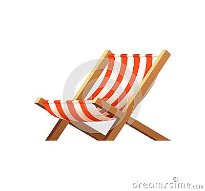 Cartoon wooden beach chaise lounge. Beach chair illustration. Cartoon Illustration