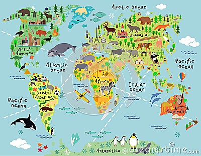 Cartoon world map Vector Illustration