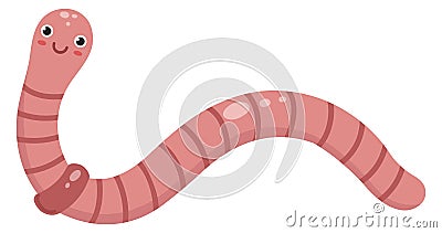 Cartoon worm character. Happy face animal mascot Vector Illustration