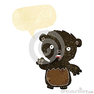 cartoon worried black bear with speech bubble Stock Photo