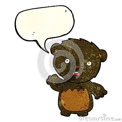 cartoon worried black bear with speech bubble Stock Photo