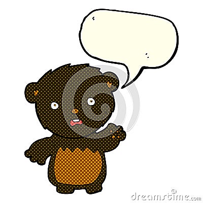 cartoon worried black bear with speech bubble Stock Photo