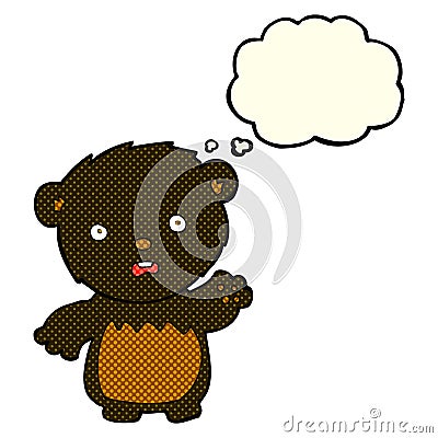 cartoon worried black bear with thought bubble Stock Photo