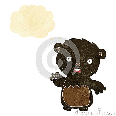 cartoon worried black bear with thought bubble Stock Photo