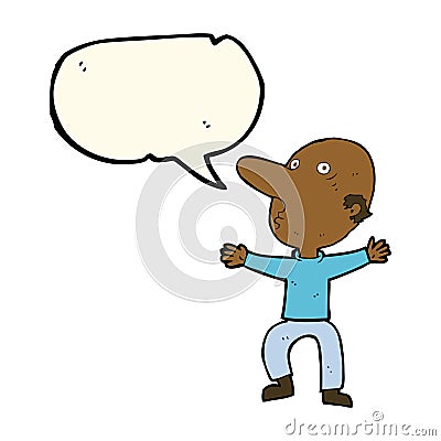 cartoon worried middle aged man with speech bubble Stock Photo