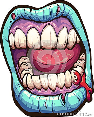 Cartoon yelling zombie mouth Vector Illustration