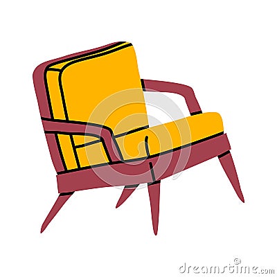 Cartoon Yellow Armchair Icon. Vector Vector Illustration