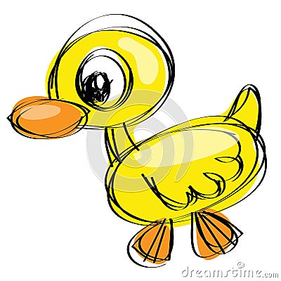 Naif drawing baby duck Vector Illustration