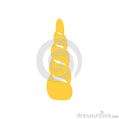 Cartoon yellow horn of a unicorn isolated on white background. Vector Vector Illustration