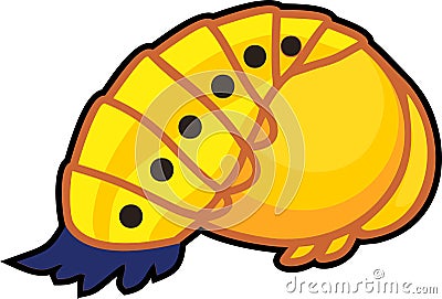 Cartoon yellow pupa of ladybird on white background Stock Photo