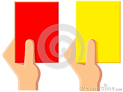 Cartoon yellow red soccer referee card icon set Vector Illustration