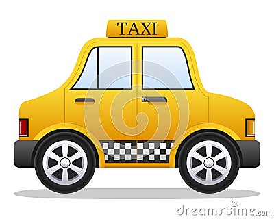 Cartoon Yellow Taxi Car Vector Illustration