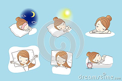 Cartoon young beauty sleep Vector Illustration